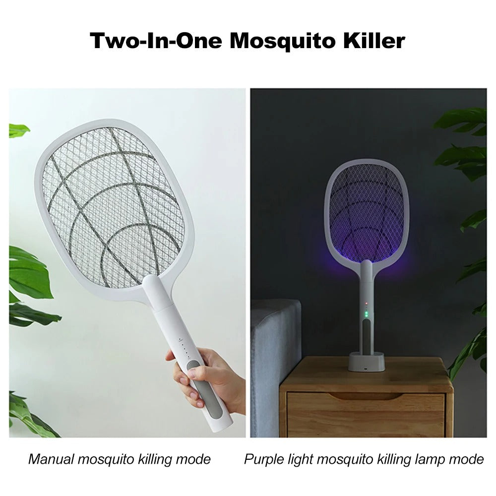 Electric Mosquito Swatter Killer Racket - Powerful USB Rechargeable, 3-Layer Fly Killer Lamp for Instant Bug Zapping