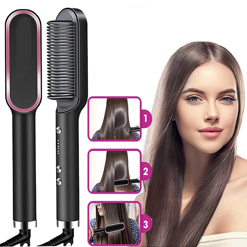 High Quality Electric Straighten Hair Brush - Professional Curler Straightener Comb