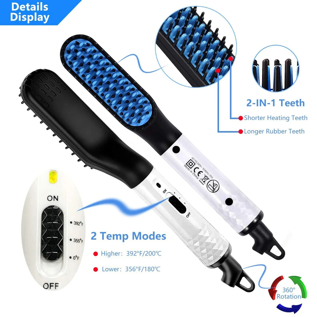 Man Hair Comb Brush Beard Straightener - Multifunctional Hair Straightening Comb