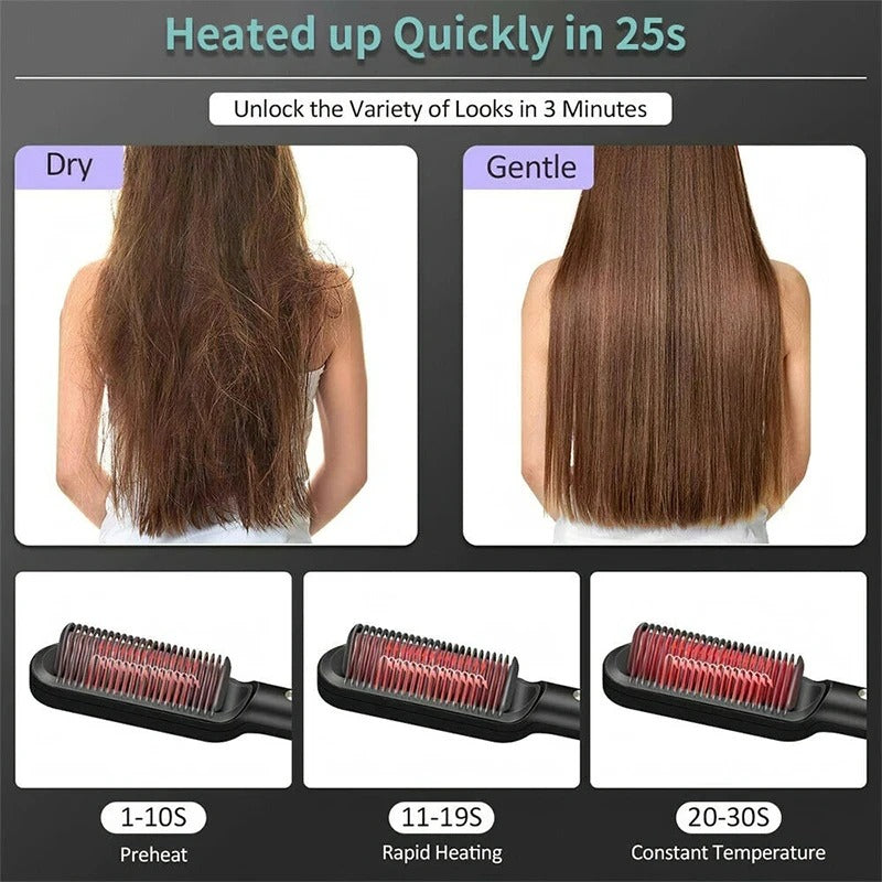 High Quality Electric Straighten Hair Brush - Professional Curler Straightener Comb