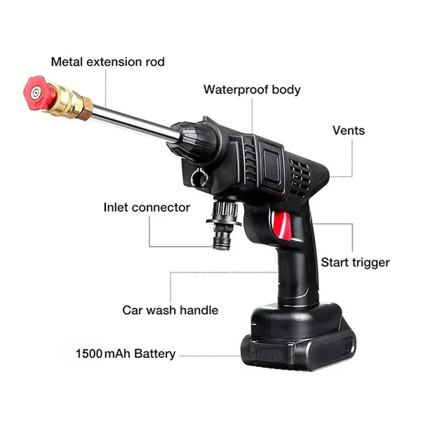 Automatic Cordless Wireless Car Wash Spray Gun High Pressure 48v Lithium Water Jet