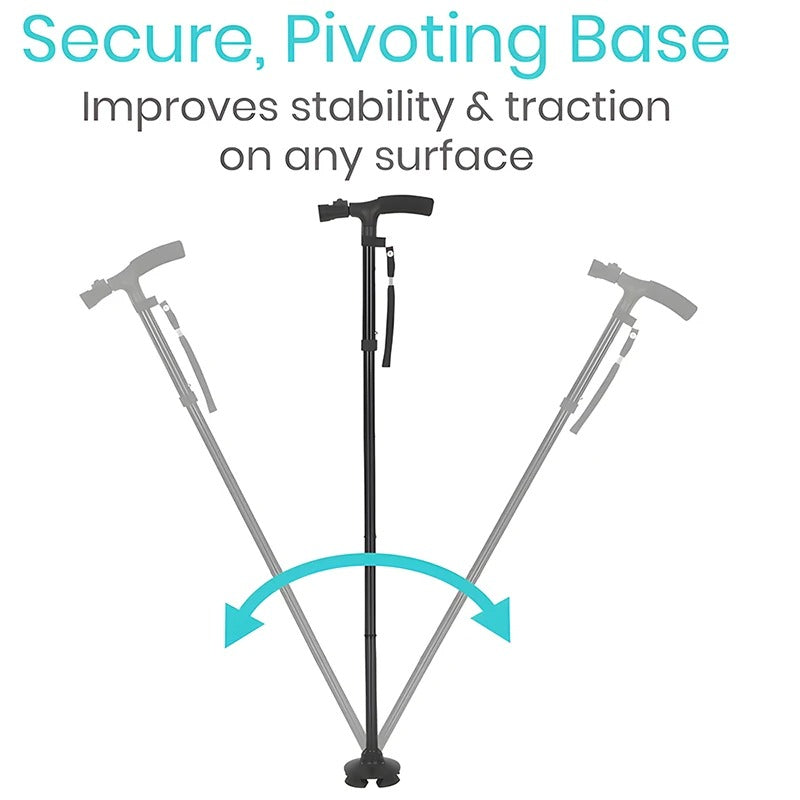 Foldable Walking Stick with Light - Anti-Slip Lightweight Collapsible Aluminum Walking Aid