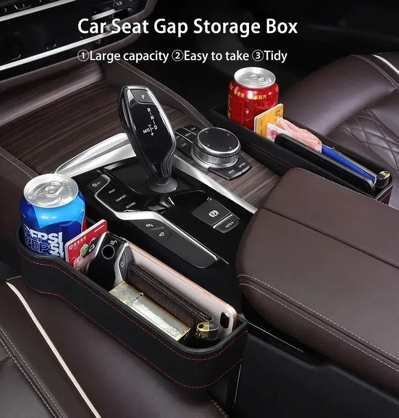 Leather Car Seat Gap Storage Box - Universal Seat Gap Slit Box (Set of 2)