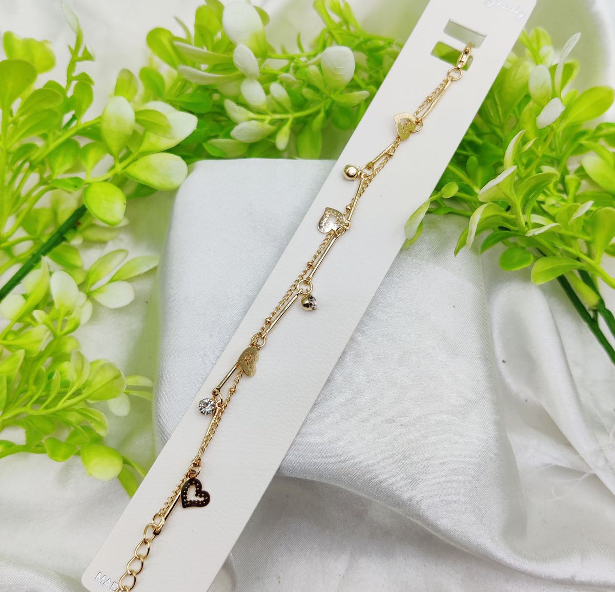 Imported Adjustable Heart Charm Double Chain Bracelet – Elegance Redefined