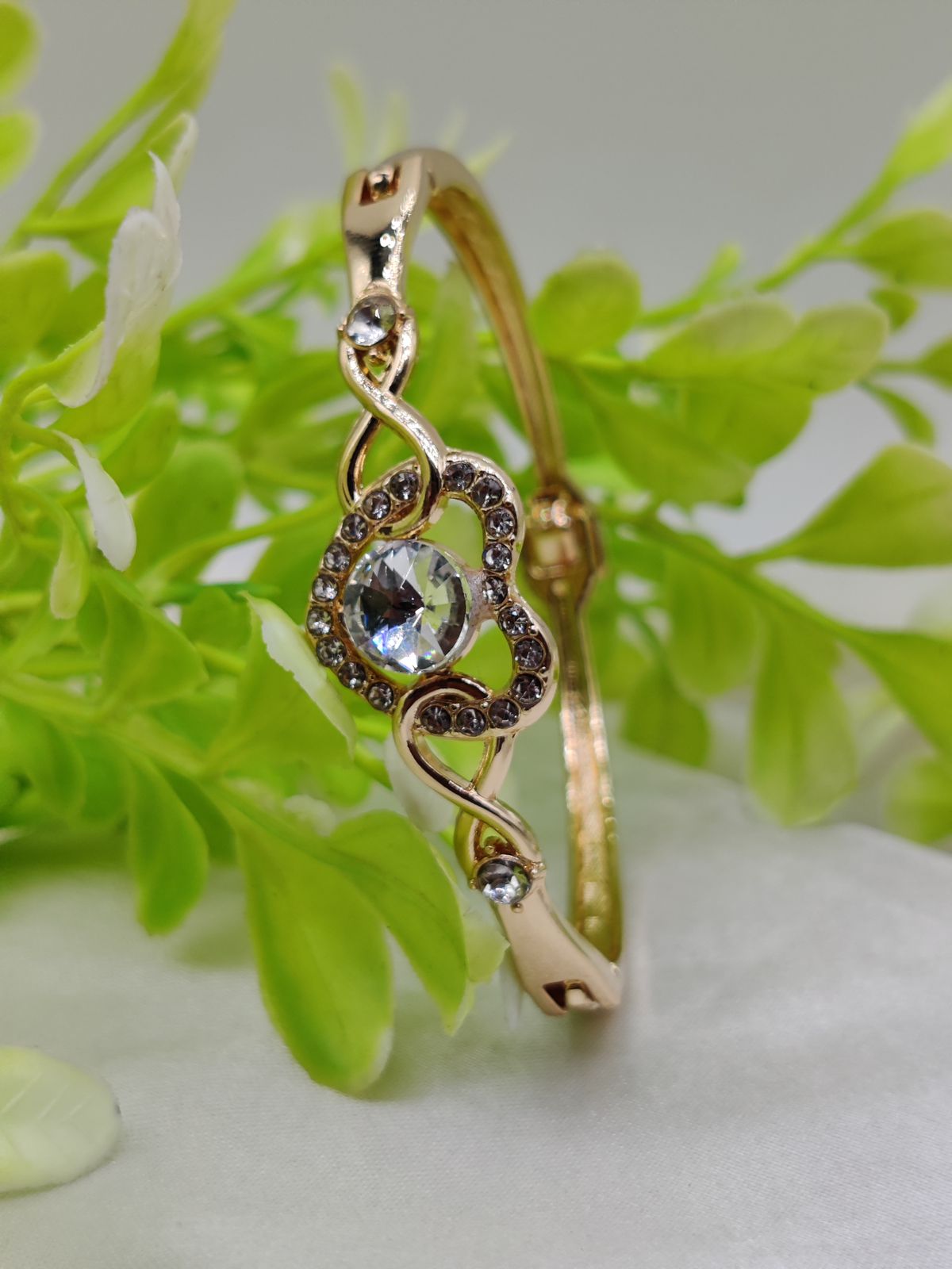 Imported Elegant Adjustable Crystal Bracelet with Heart Design