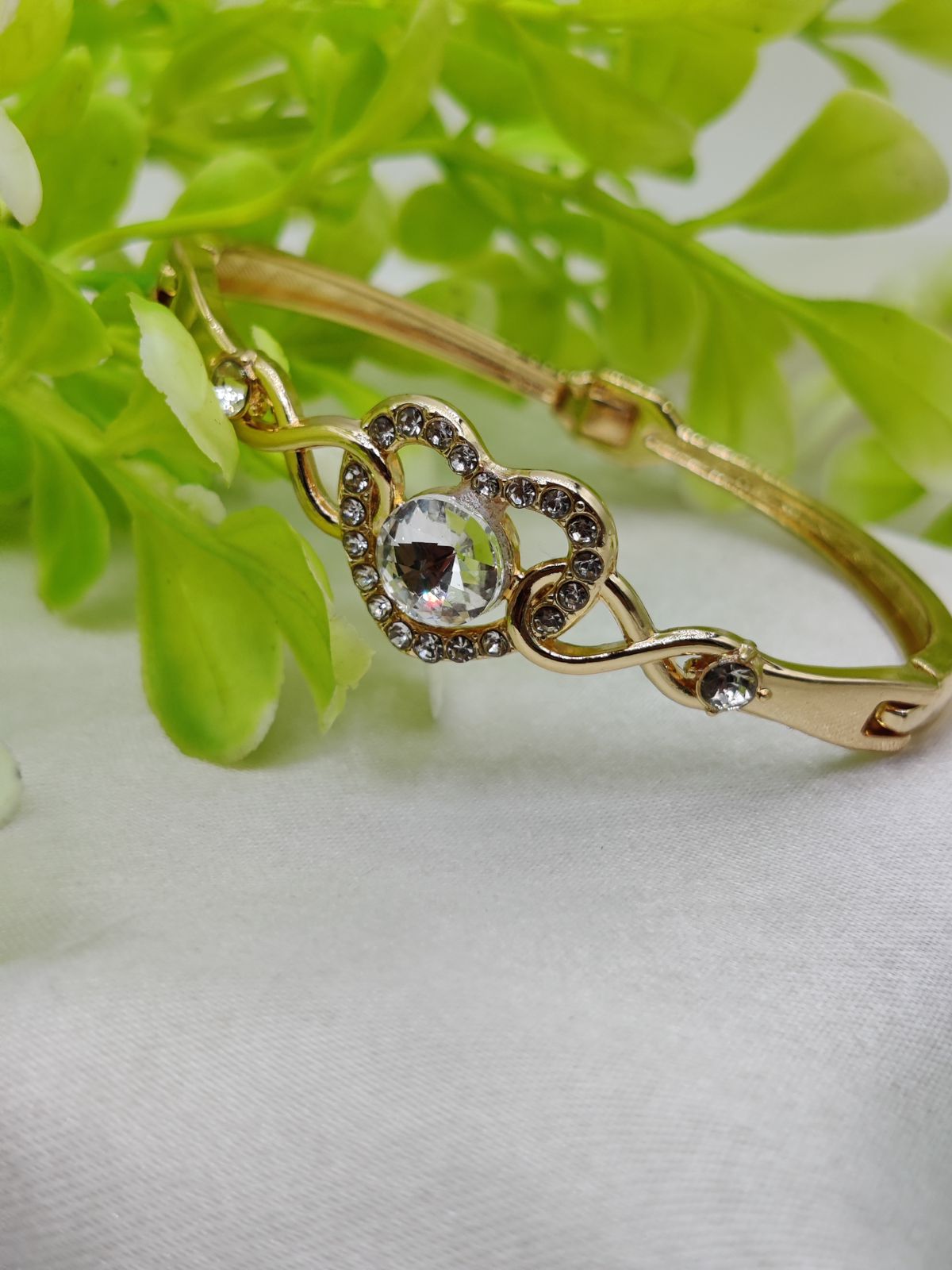 Imported Elegant Adjustable Crystal Bracelet with Heart Design