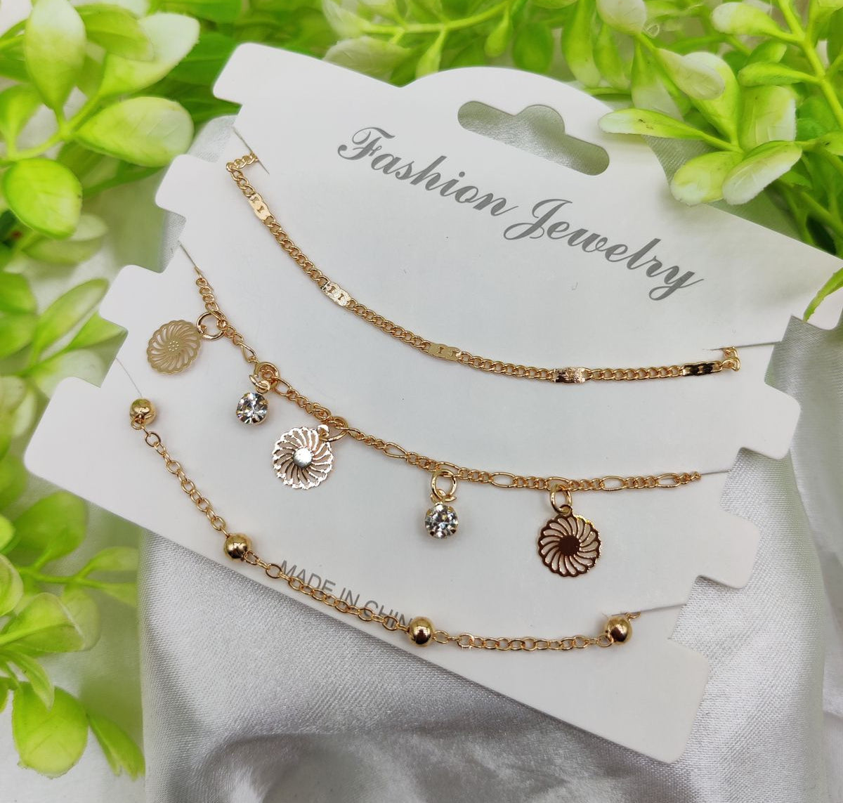 Imported Elegant Triple-Layer Sunburst Charm Bracelet Set – Imported Adjustable